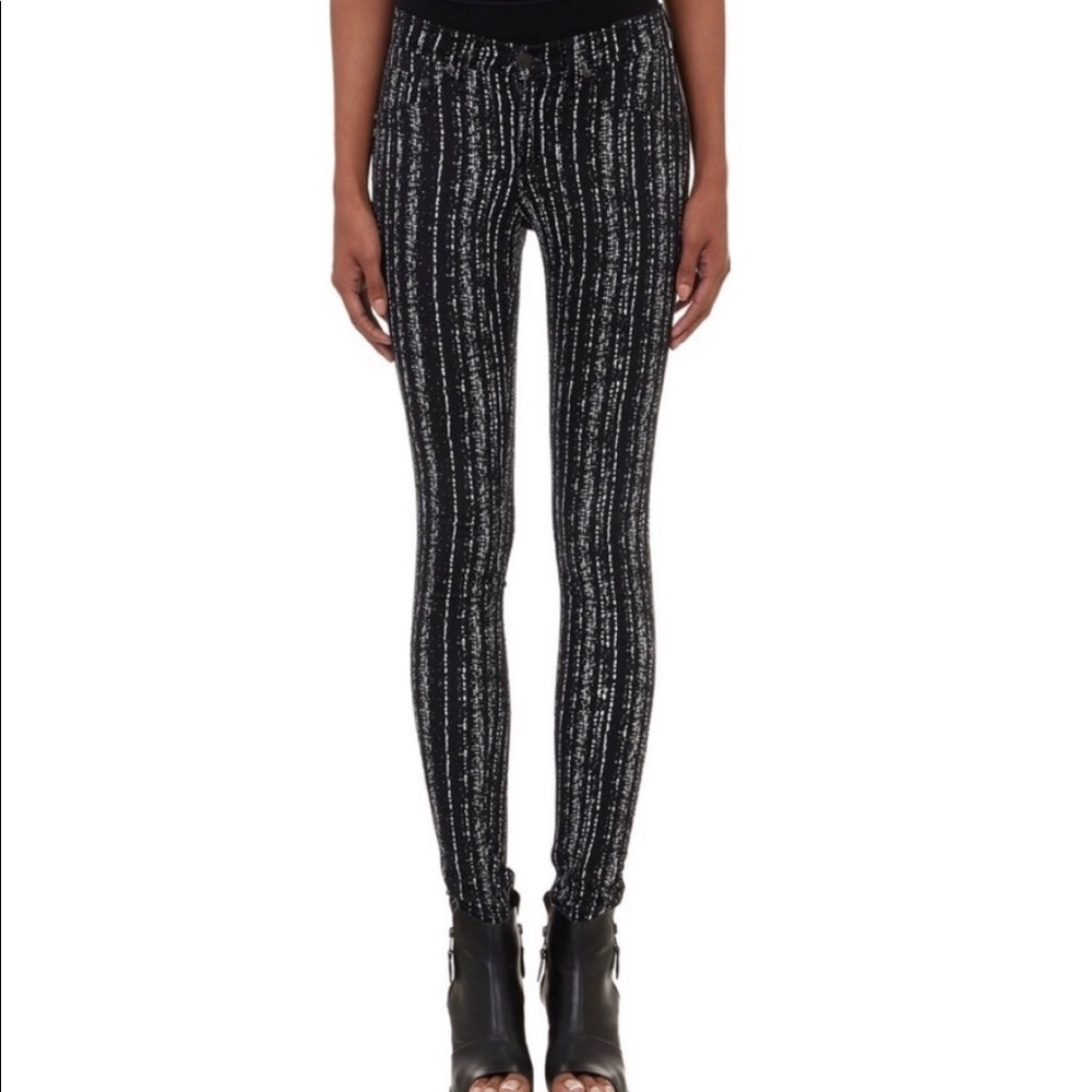 rag & bone Black and White Striped Skinny Pants